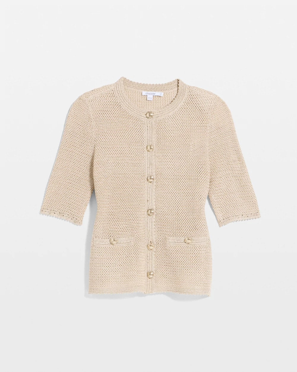 Chico's Metallic Lady Jacket Cardigan Gold