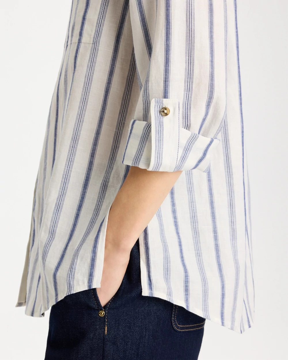 Chico's Linen-Cotton Utility Tunic Indigo