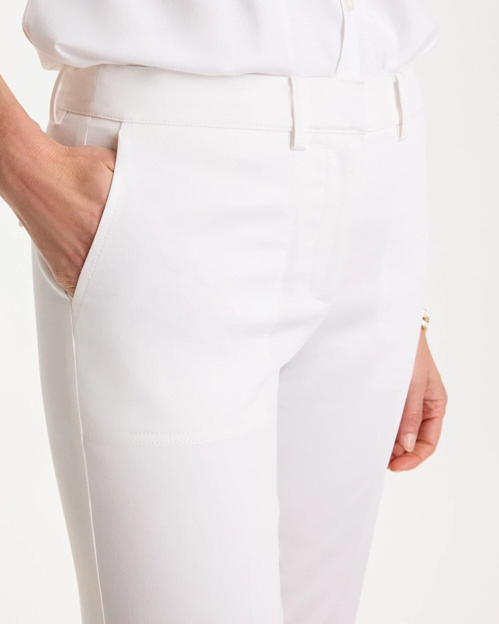 Chico's Emme Sateen Straight Capri Pants Alabaster