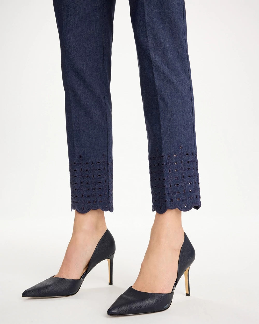 Chico's Brigitte™ Slim Embroidered Pull-On Crop Pant Indigo