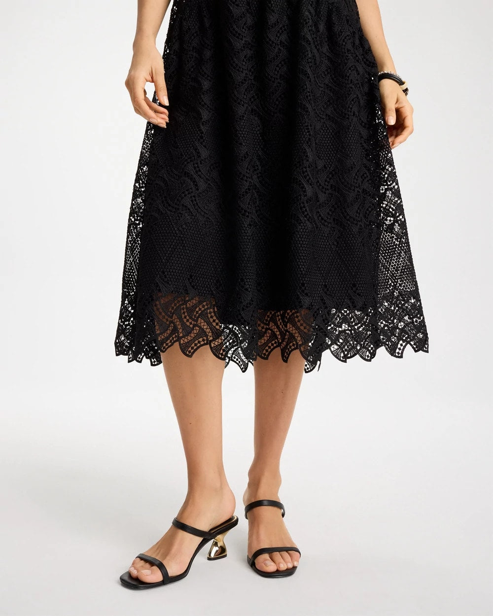 Chico's Embroidered Lace Sleeveless Dress Black
