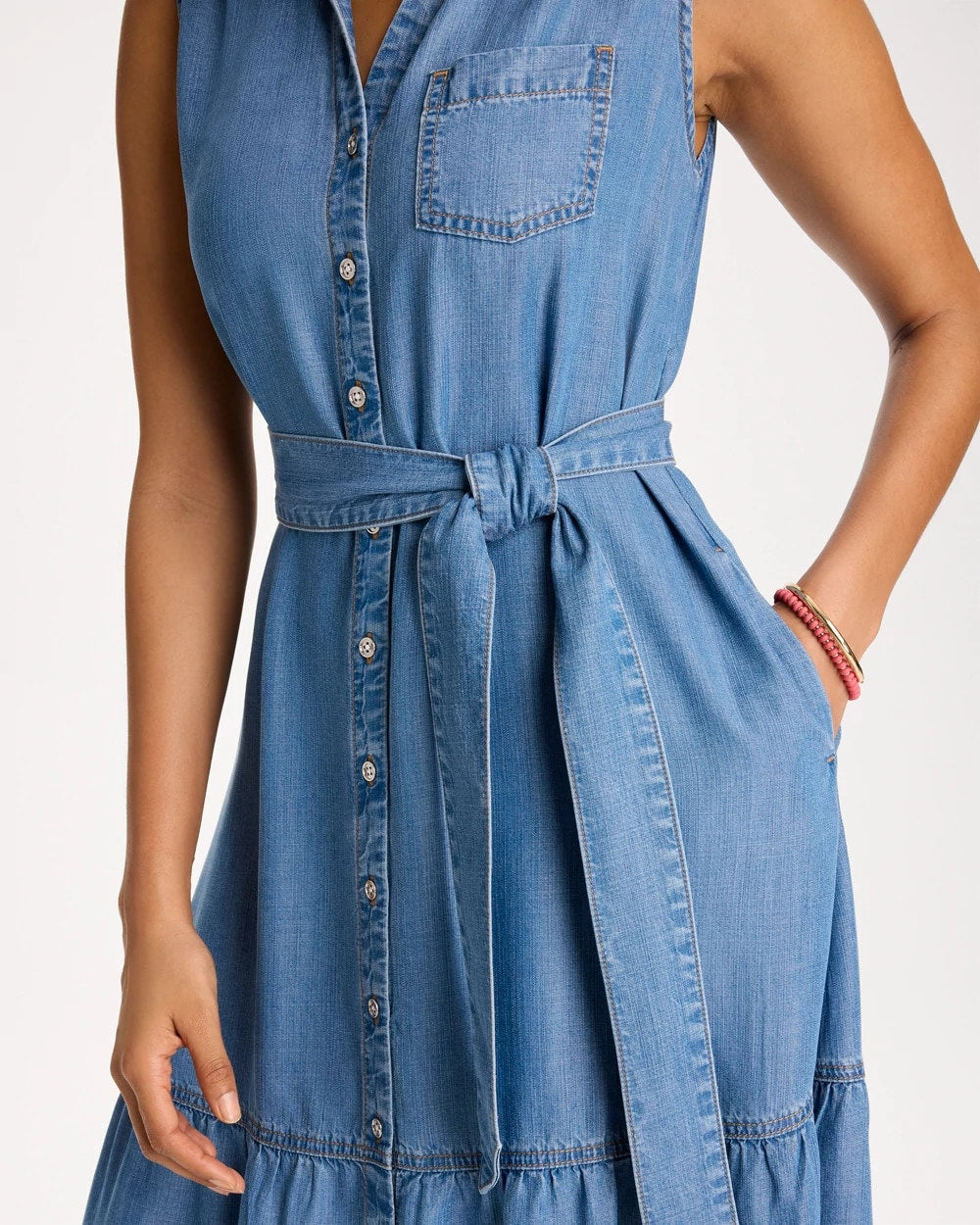 Chico's Twill Denim Belted Shirtdress Indigo