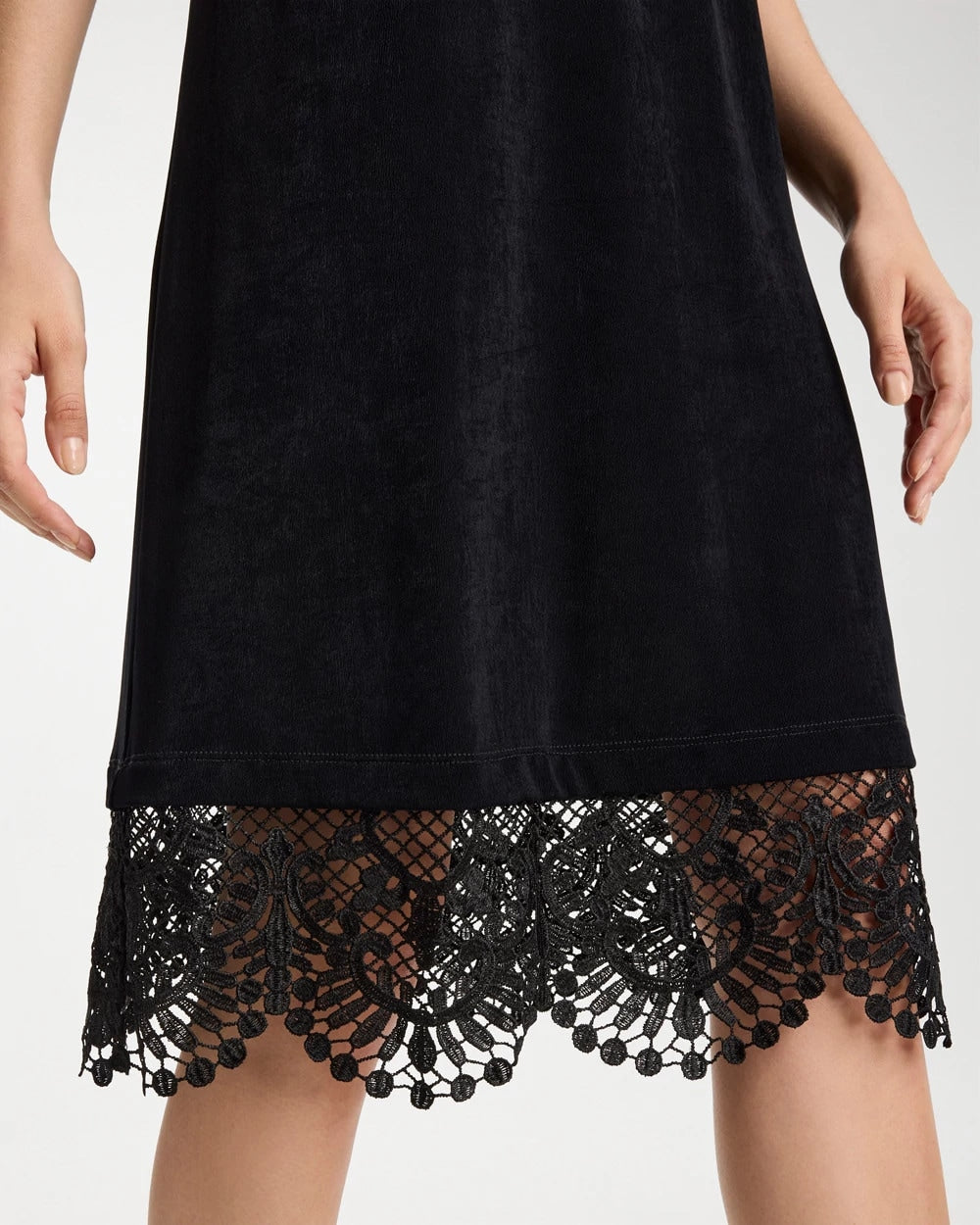 Chico's Travelers™ Lace Hem V-Neck Dress Travelers Black
