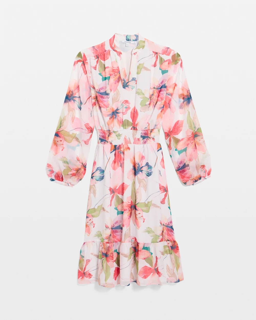 Chico's Georgette Trapunto Pullover Dress Calypso Coral