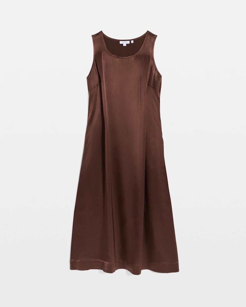 Chico's Faux Satin Sleeveless Dress Deep Brown