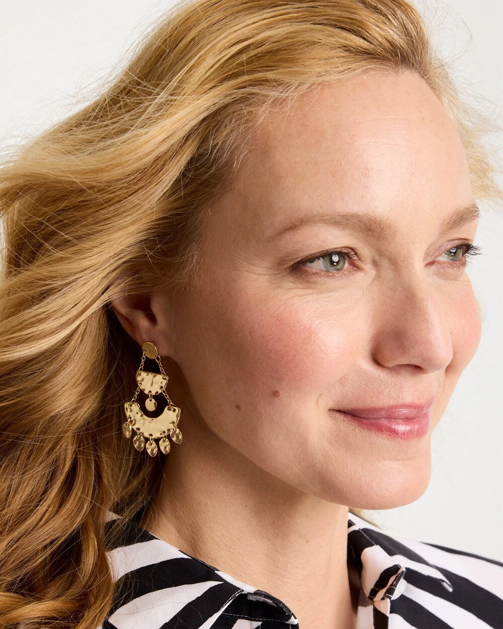 Chico's Hammered Chandelier Earrings Gold