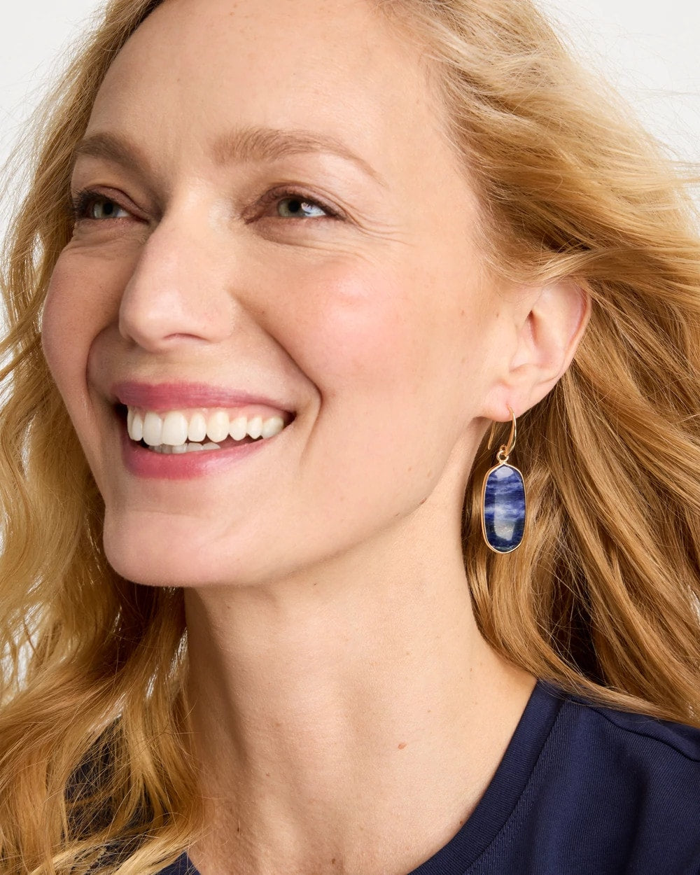 Chico's Genuine Lapis Lazuli Stone Drop Earrings Navy