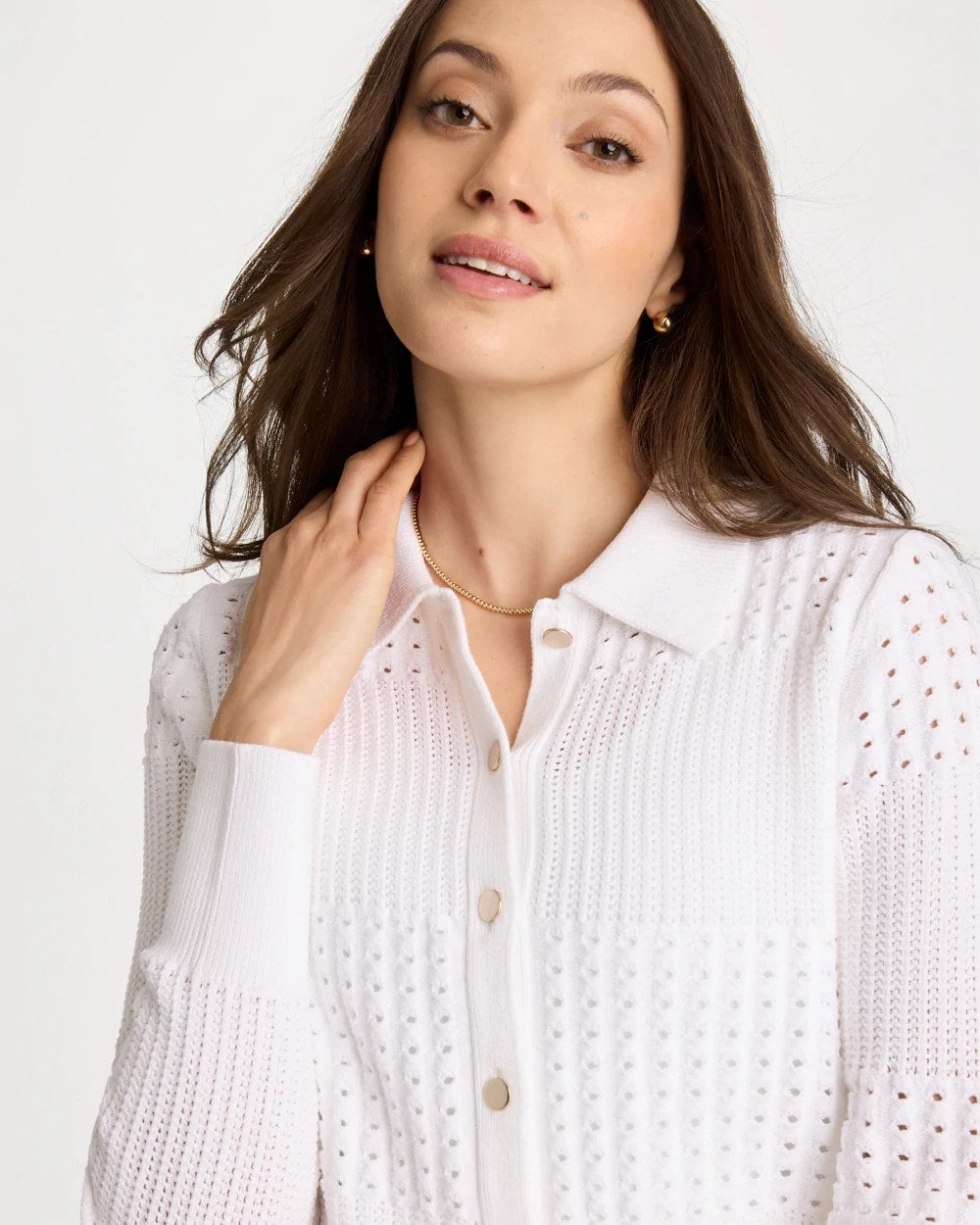 Chico's Textured Button-Front Cardigan Alabaster