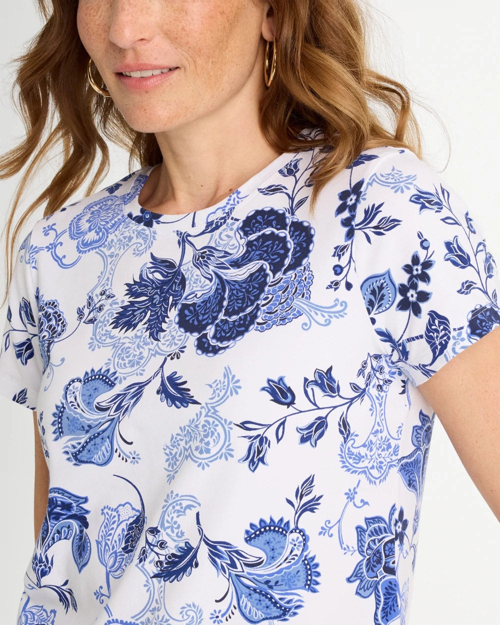 Chico's Jolene Cotton Stretch Cap Sleeve Tee Passport Blue