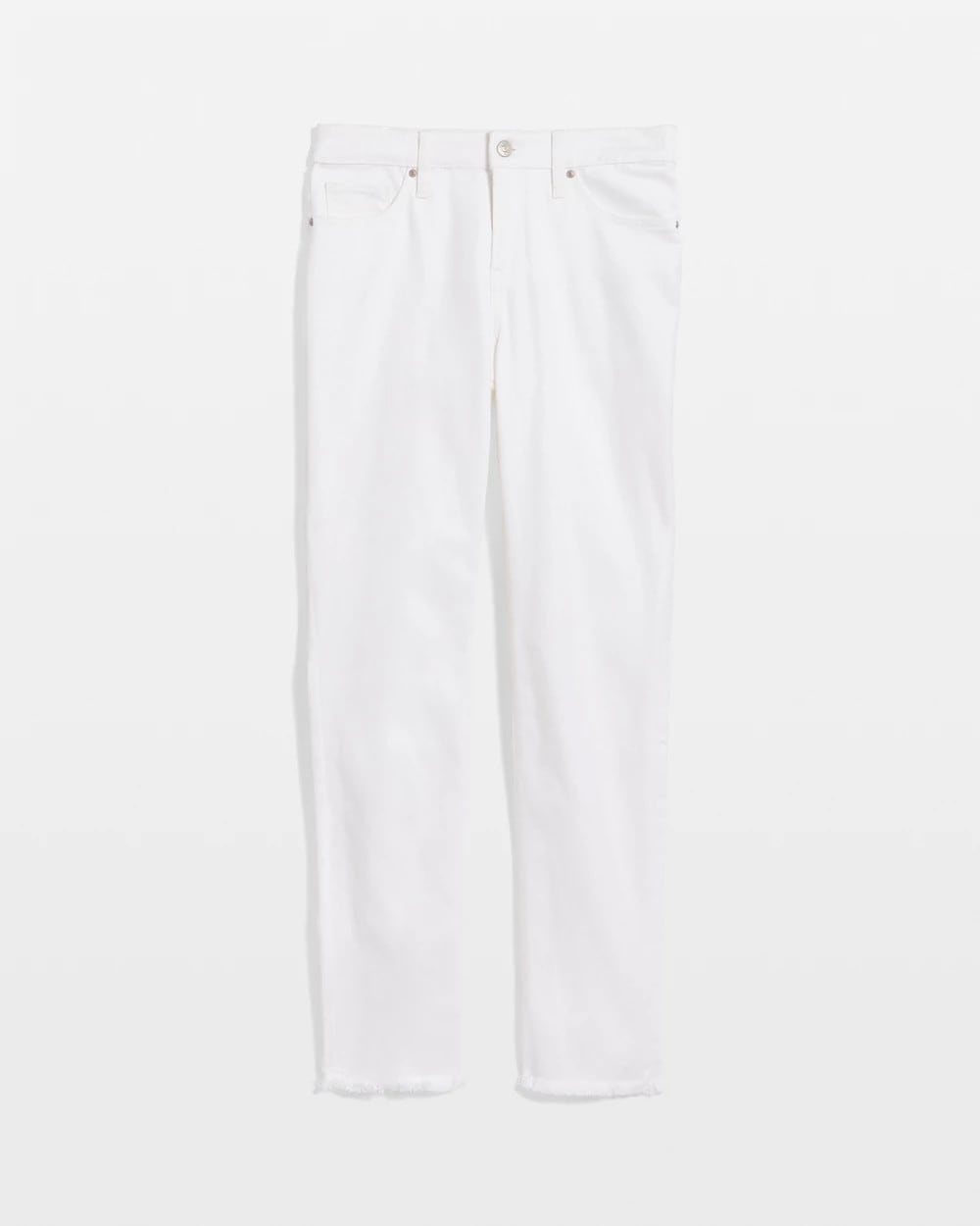 Chico's No-Stain Girlfriend Frayed Ankle Jeans Alabaster