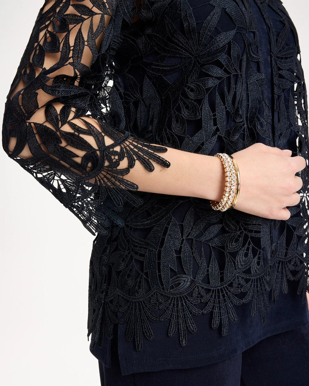 Chico's Travelers™ Galloon Lace Jacket Travelers India Ink