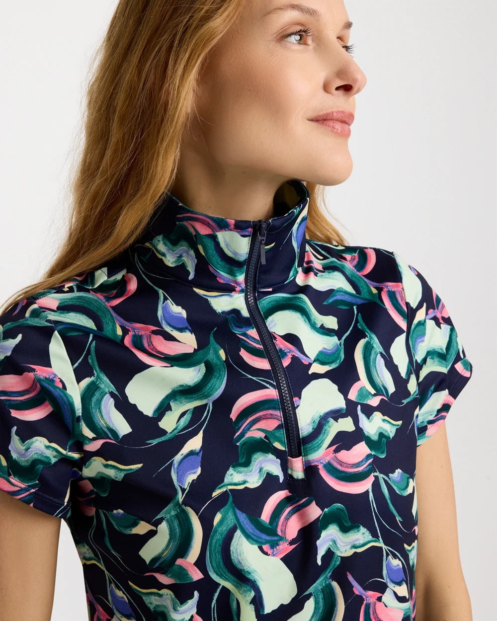Chico's Zenergy® UPF Blooms Half Zip Polo Blossom