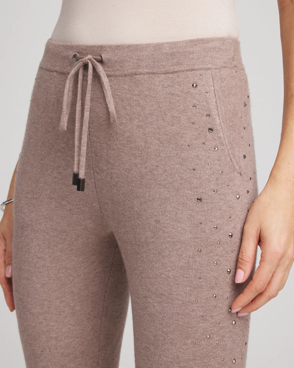 Chico's Zenergy® Luxe Rhinestone Ankle Pants Taupe Heather