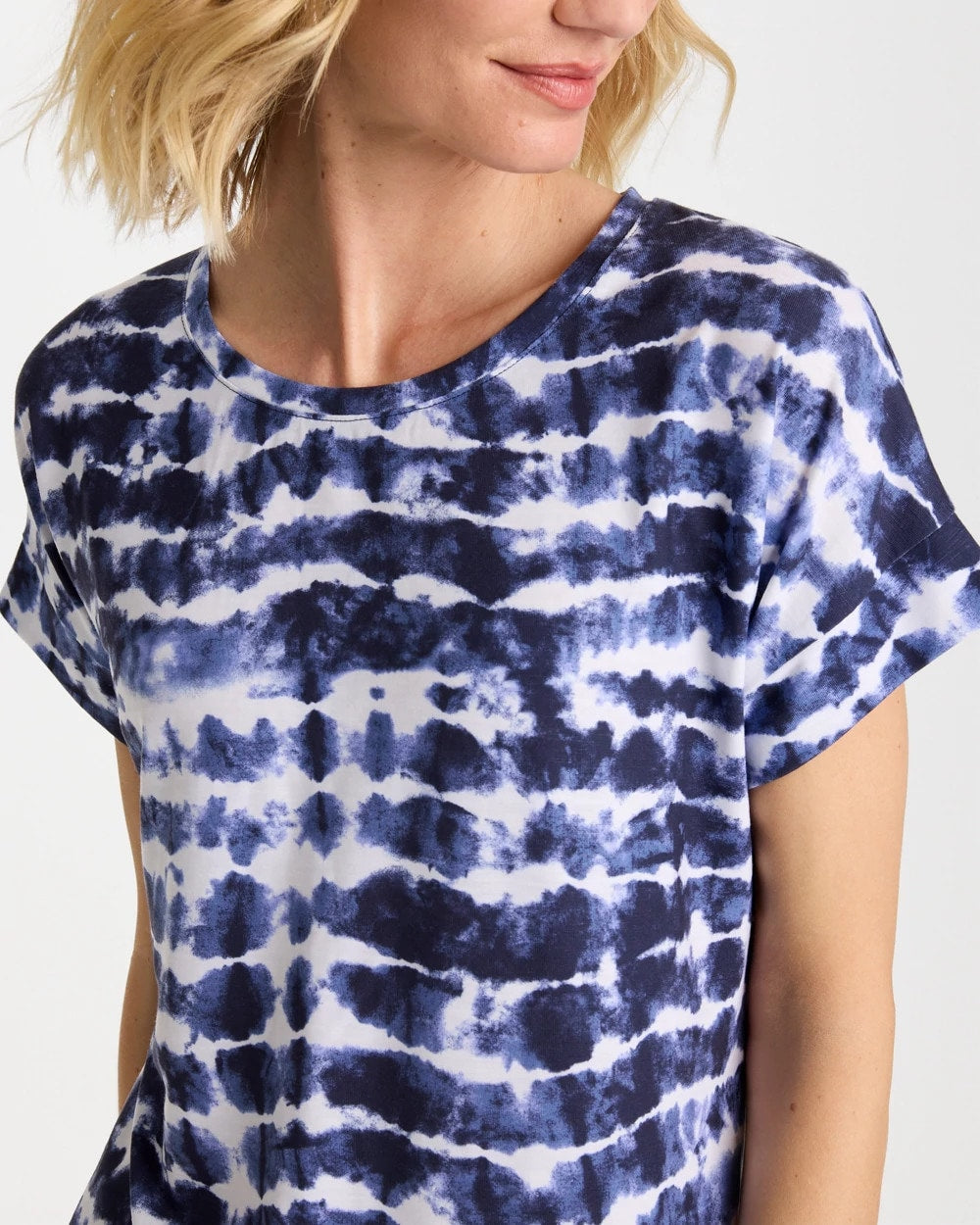 Chico's Zenergy® Tie-Dye Scoop-Neck Tee Passport Blue