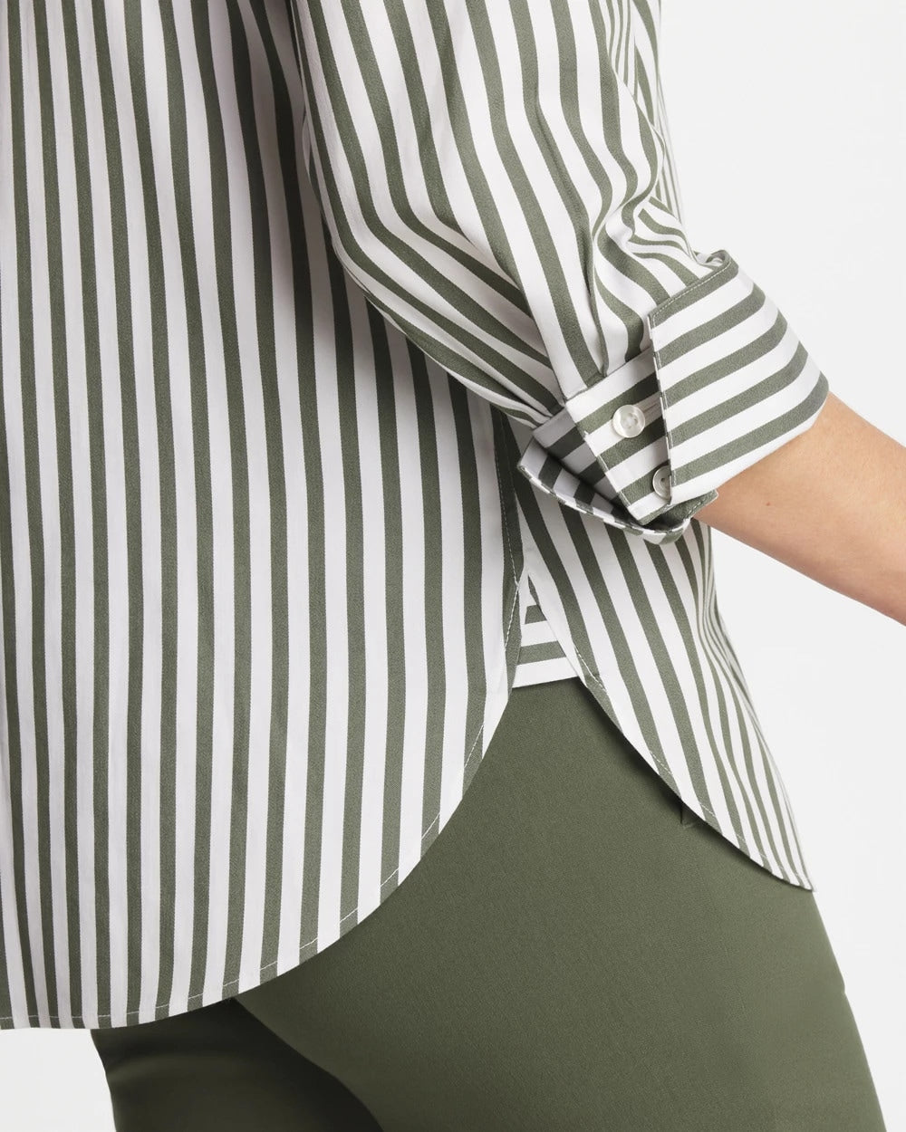 Chico's No Iron™ Stretch Striped Shirt Kelp Forest