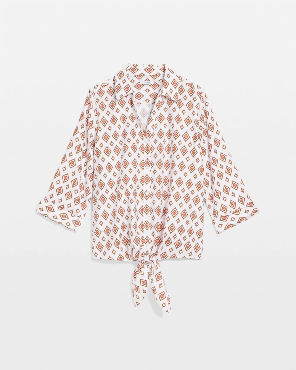 Chico's No Iron™ Tie-Front Geo-Print Shirt Siesta Rose