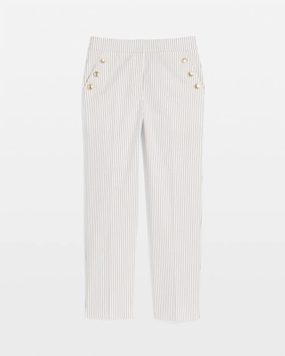 Chico's Emme Striped Sailor Straight Crops Ecru