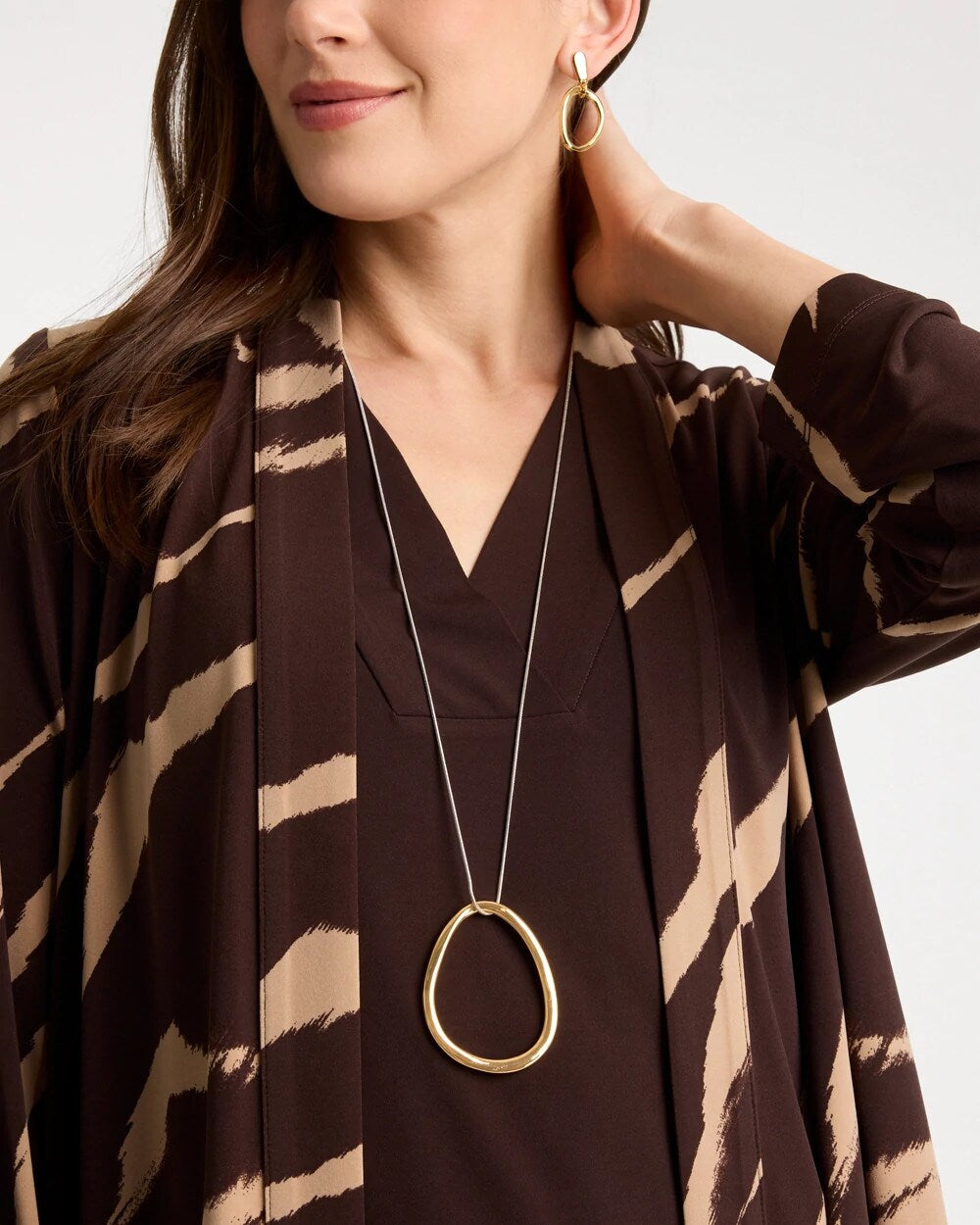 Chico's Mixed Metal Circle Pendant Necklace Mixed Metals
