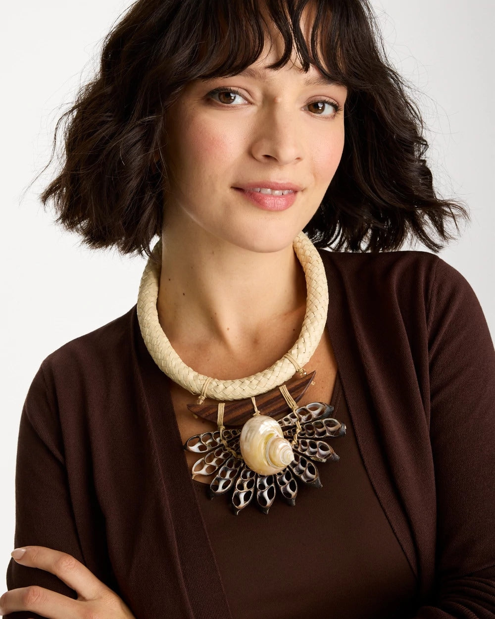 Chico's Chico's x Romi Marina Pendant Bib Necklace Neutral