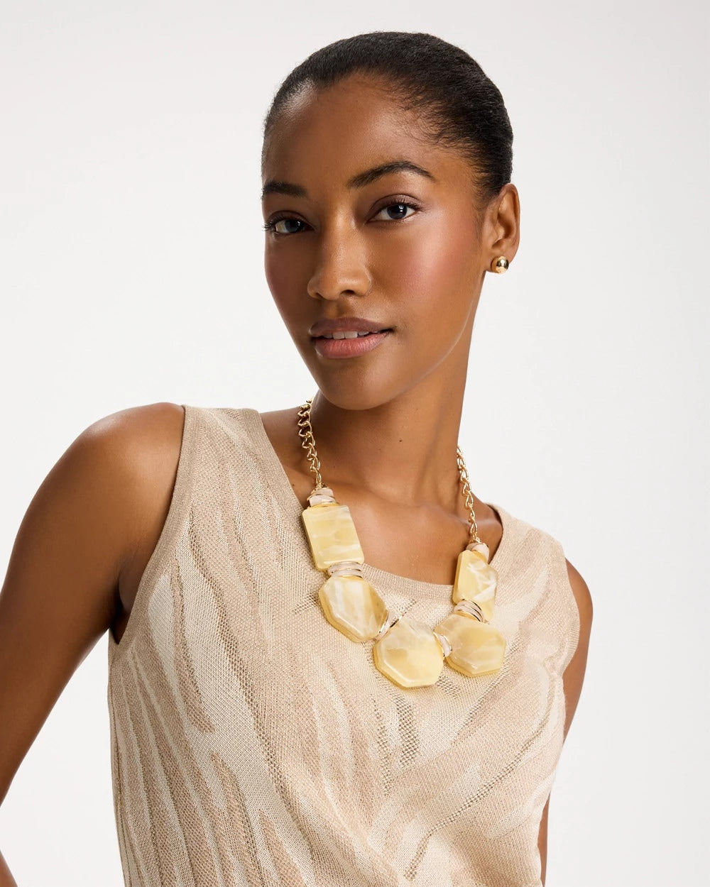 Chico's Chico's Originals Neutral Stone Bib Necklace Neutral