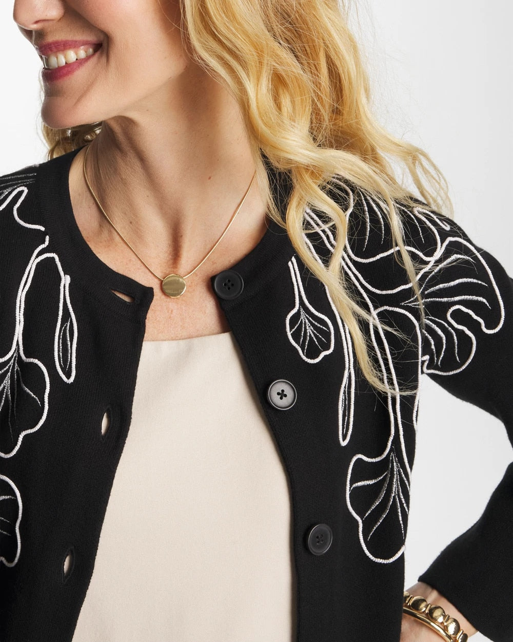 Chico's Gold Triple Pendant Necklace Gold