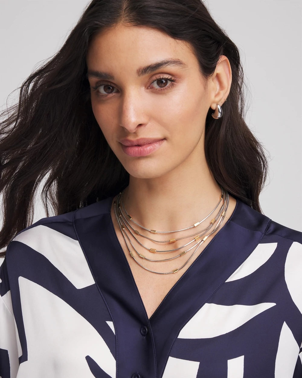 Chico's Mixed Metal Multi-Strand Necklace Mixed Metals