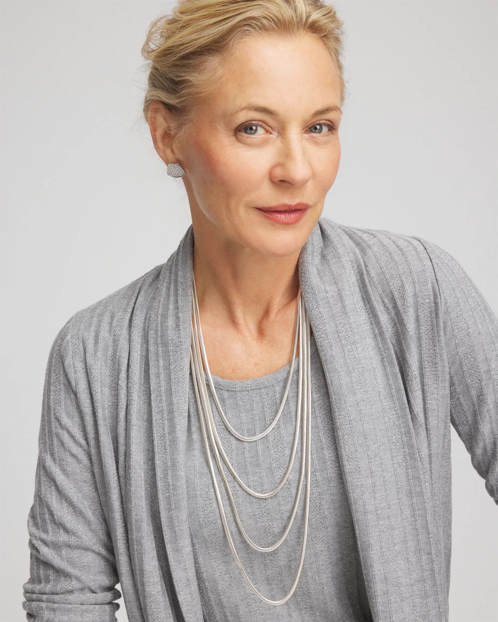 Chico's Multi-Layer Snake Chain Necklace Silver