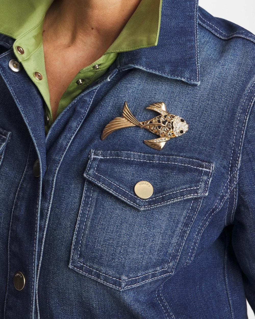 Chico's Koi Fish Brooch Gold
