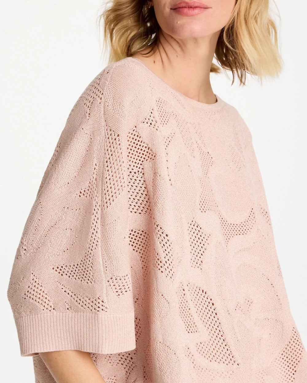 Chico's Boatneck Rounded Hem Poncho Rose Smoke