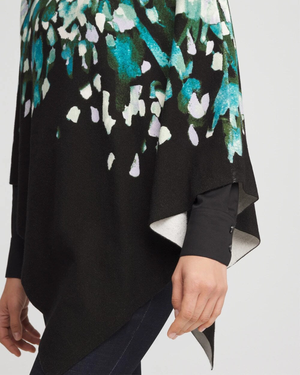 Chico's Convertible Knit Boatneck Poncho Dark Aqua