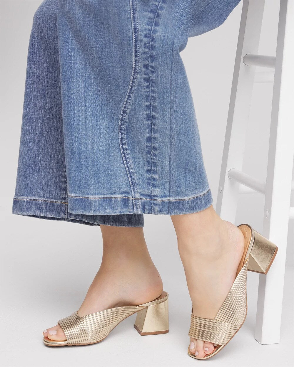 Chico's Vinia Metallic Rope Block Heels Gold