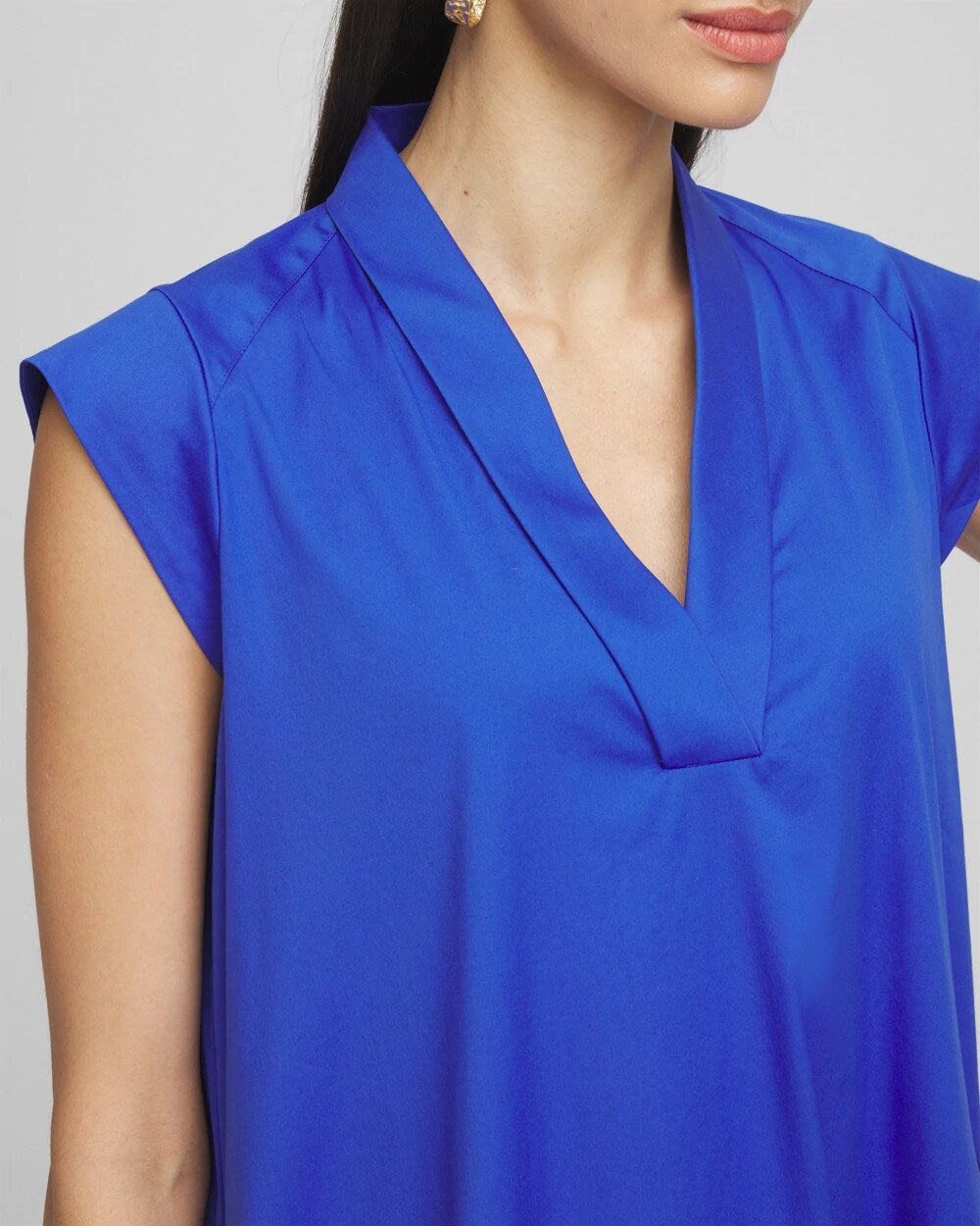 Chico's Petite Popover Poplin Maxi Dress Rich Cobalt