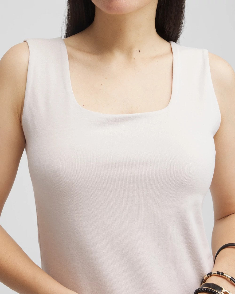 Chico's Contour Cotton™ Square Neck Tank Smokey Taupe