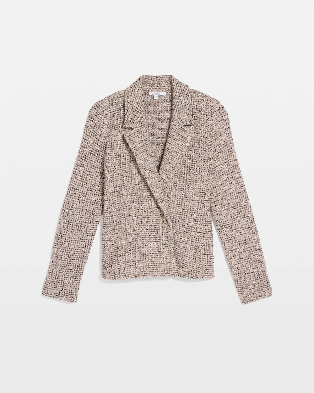 Chico's Double Breasted Tweed Blazer Smokey Taupe