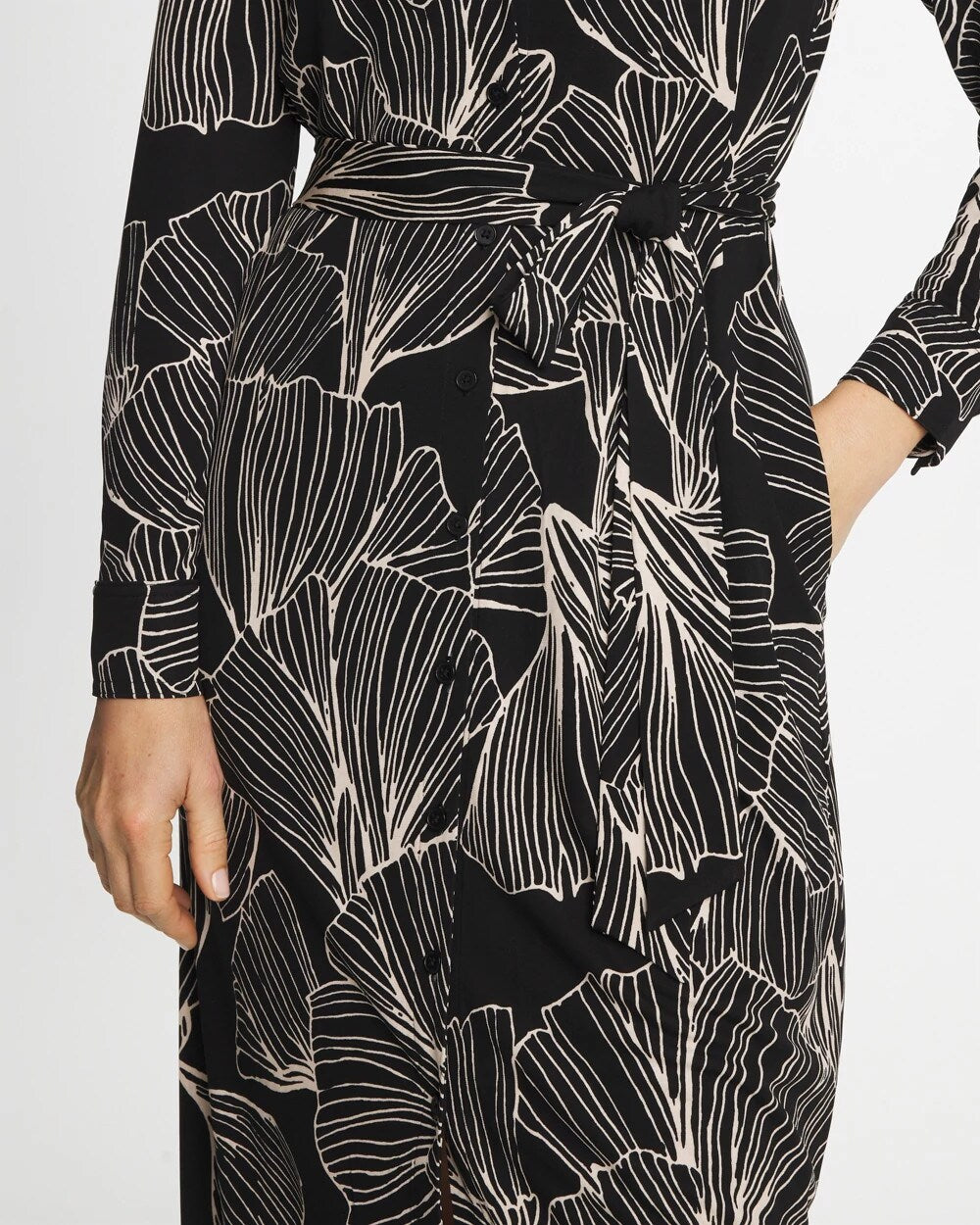 Chico's Printed Knit Shirtdress Black