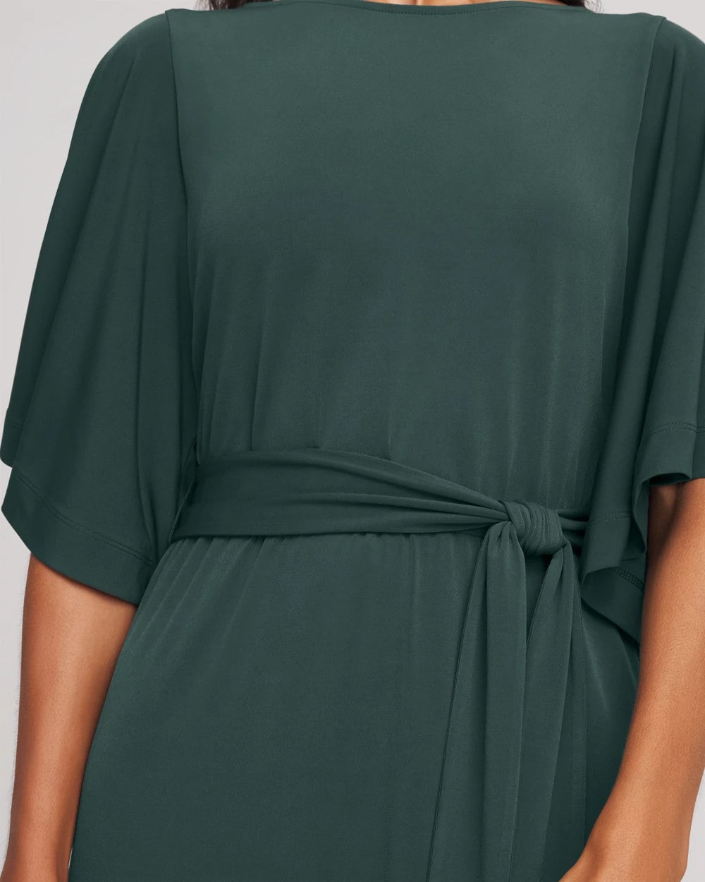 Chico's Belted Flutter-Sleeve Maxi Dress Darkest Spruce