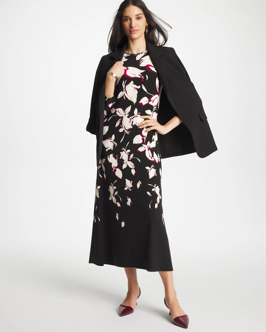 Chico's Column Knit Maxi Dress Black