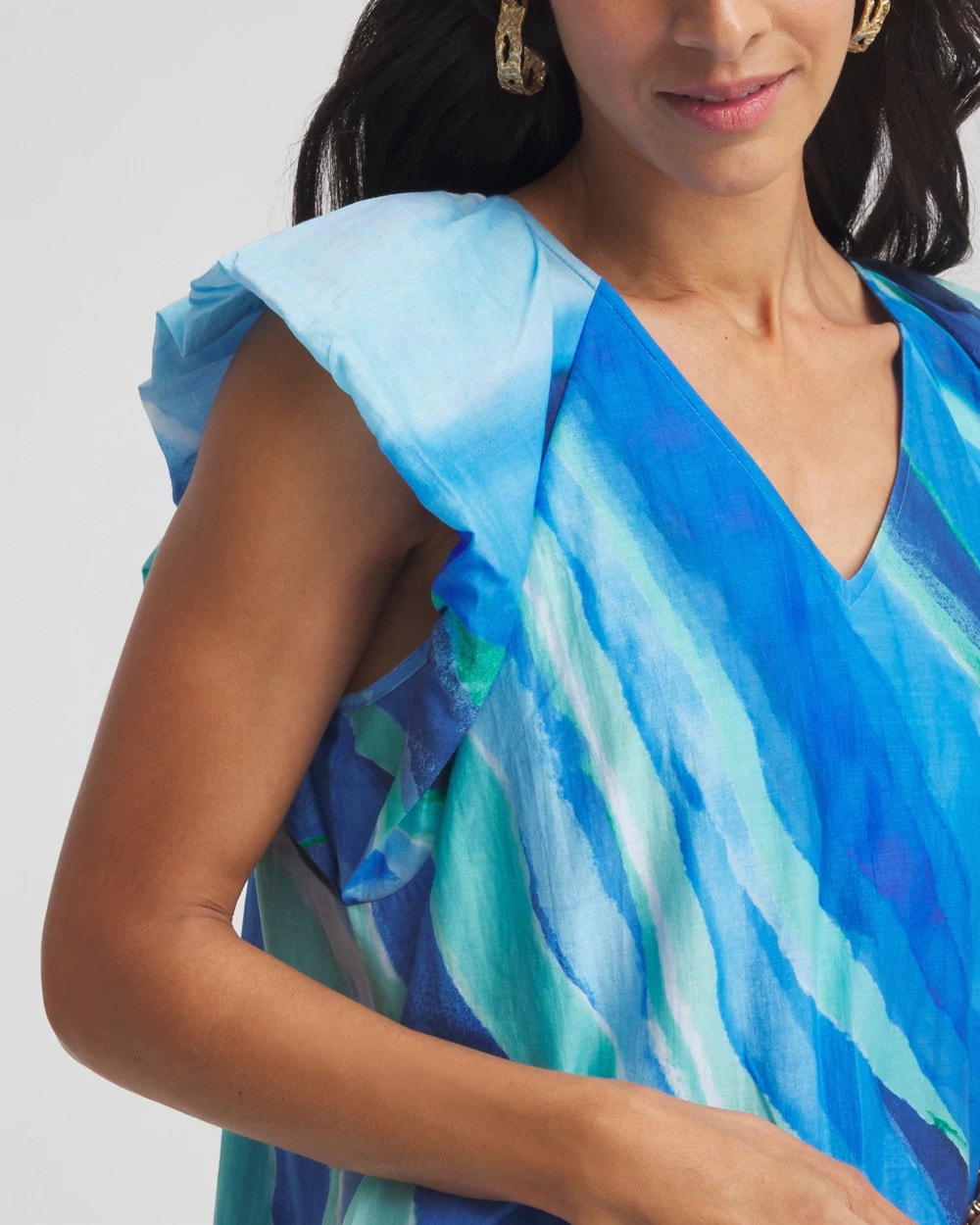 Chico's Cotton-Silk Voile Popover Dress Multi