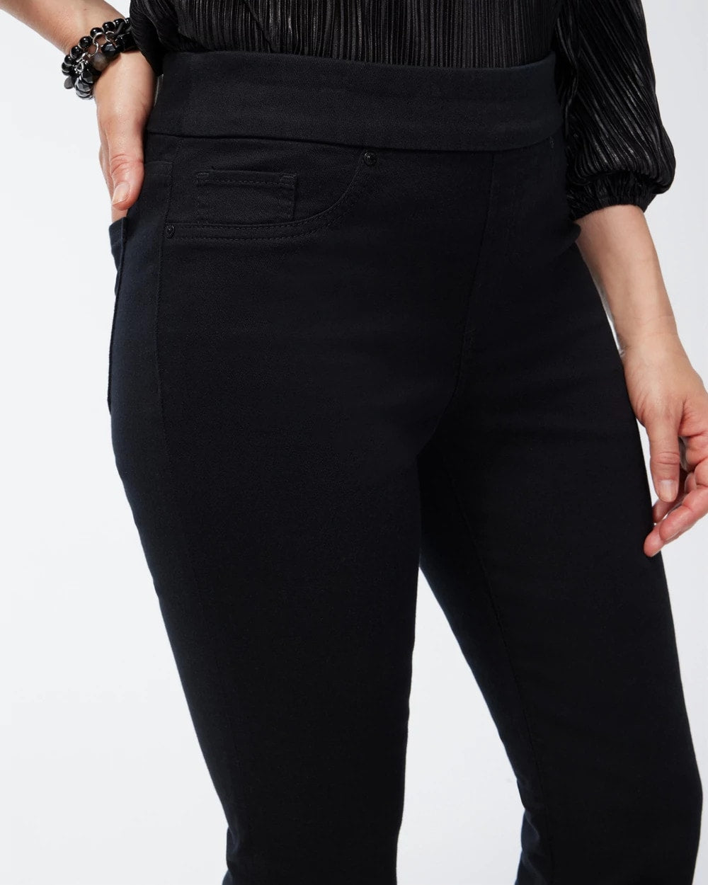 Chico's Black Pull-on Bootcut Jeggings Black
