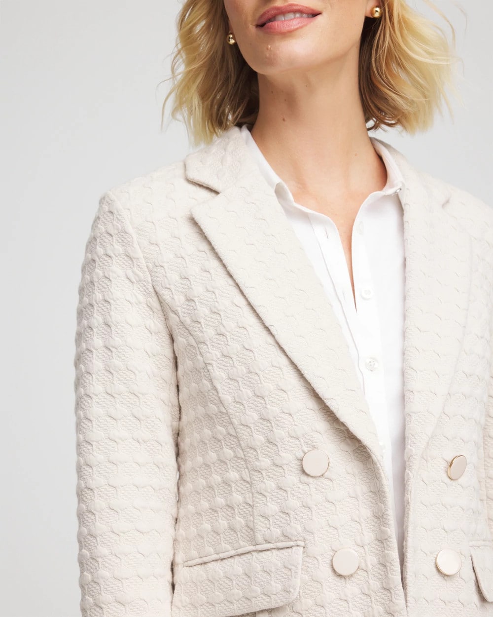 Chico's Textured Knit Blazer Smokey Taupe