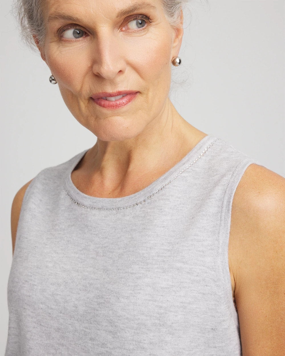 Chico's Zenergy® Luxe Diamante Tank Frosted Gray Heather