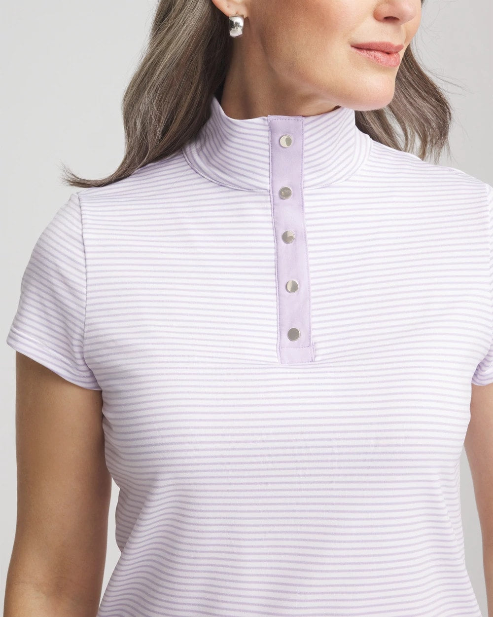 Chico's Zenergy® Striped UPF Short-Sleeve Top Violet Aura