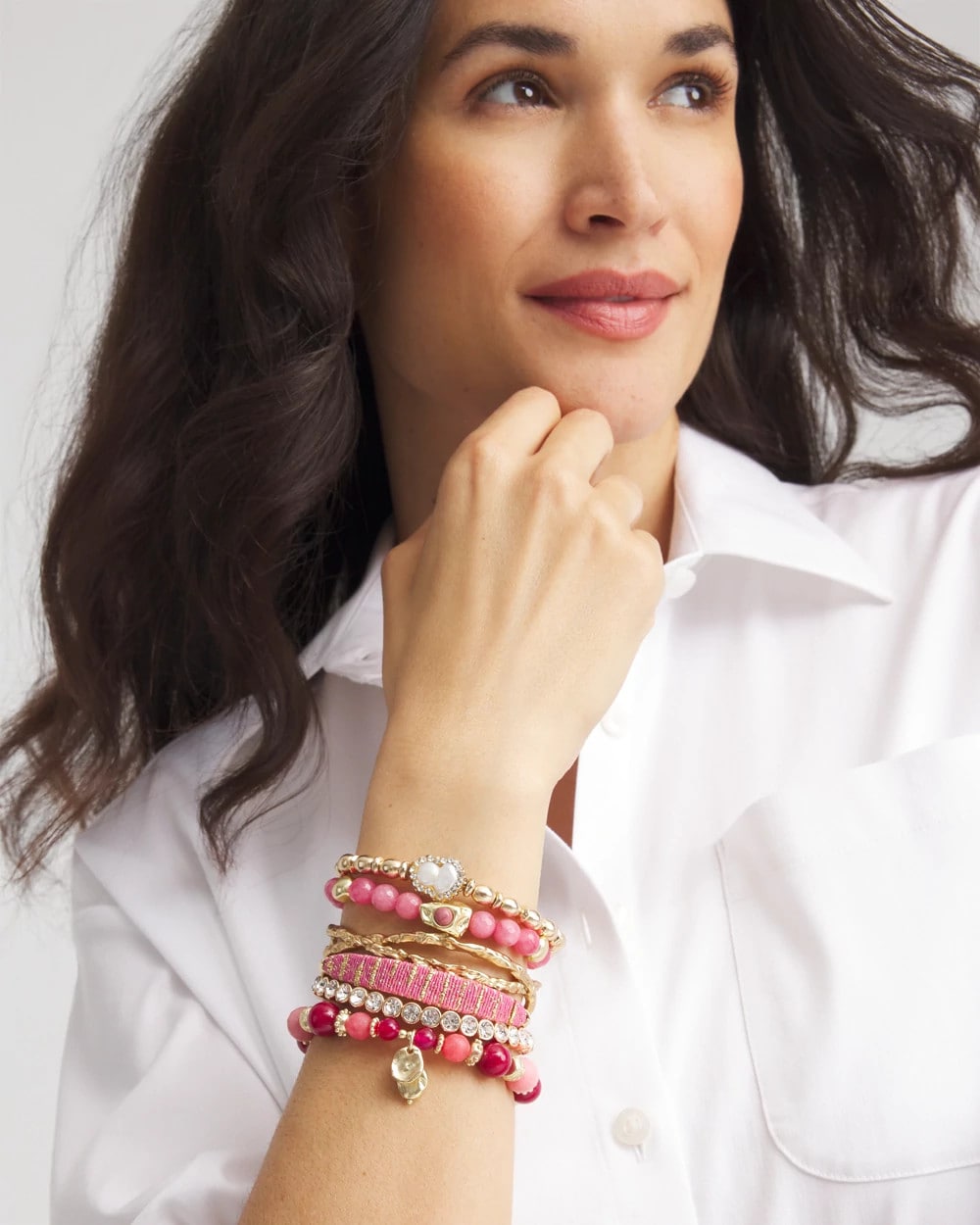 Chico's Thread Wrapped Cuff Bracelet Pink