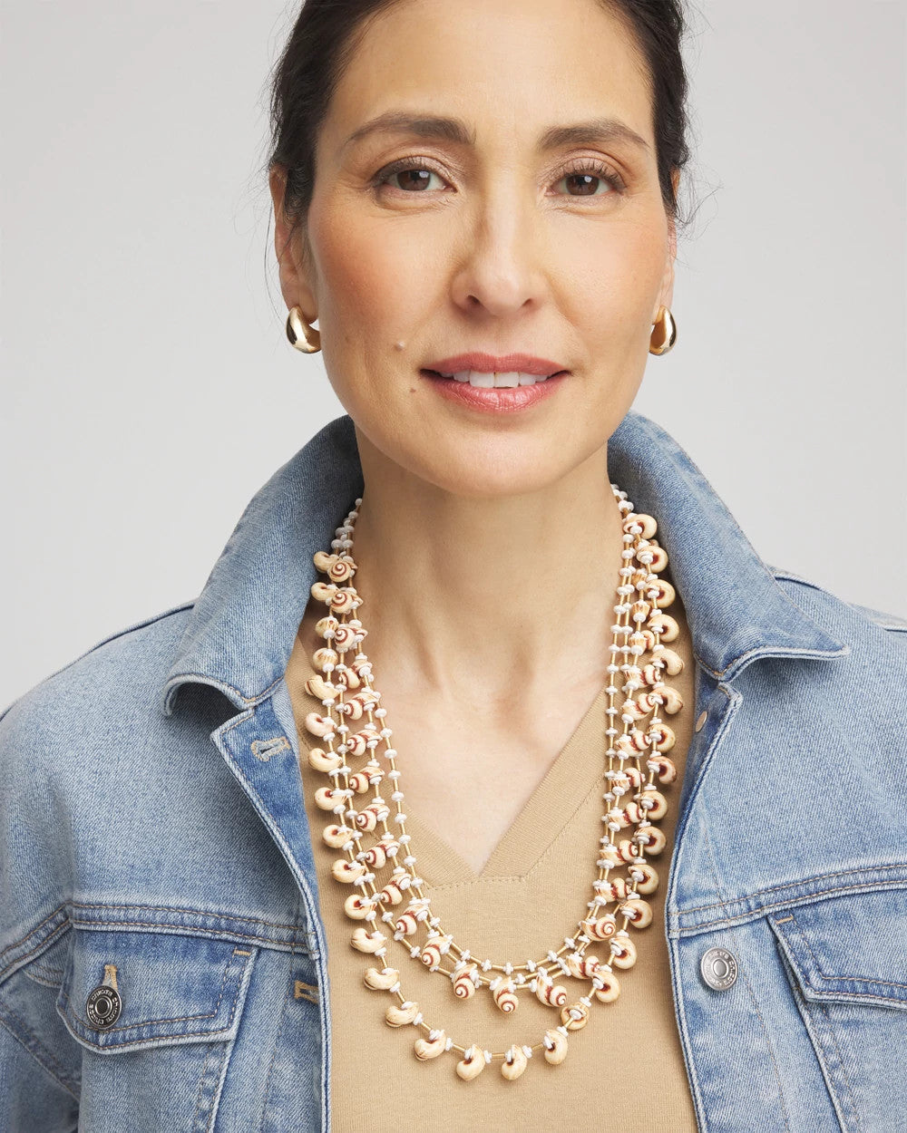 Chico's Multi-Strand Shell Necklace Neutral
