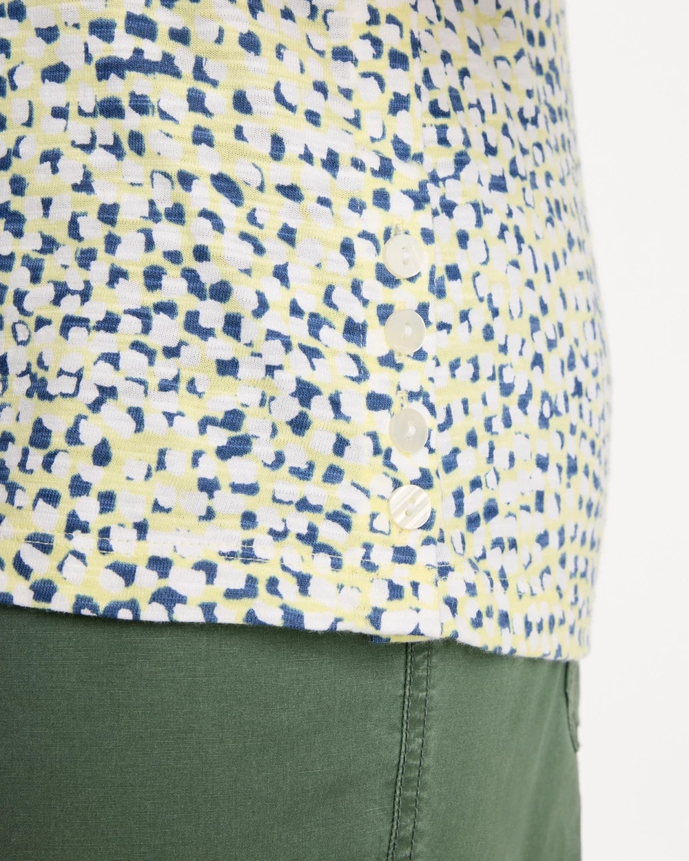 Chico's Printed Cotton Slub Elbow-Sleeve Tee Sage Lime