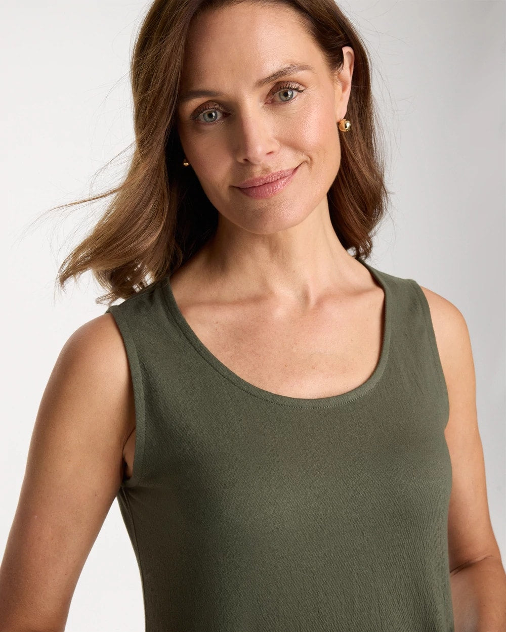 Chico's Knit Gauze Tank Kelp Forest