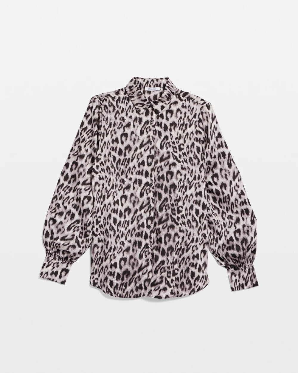 Chico's Faux Silk Snowy Animal Shirt Dove Gray