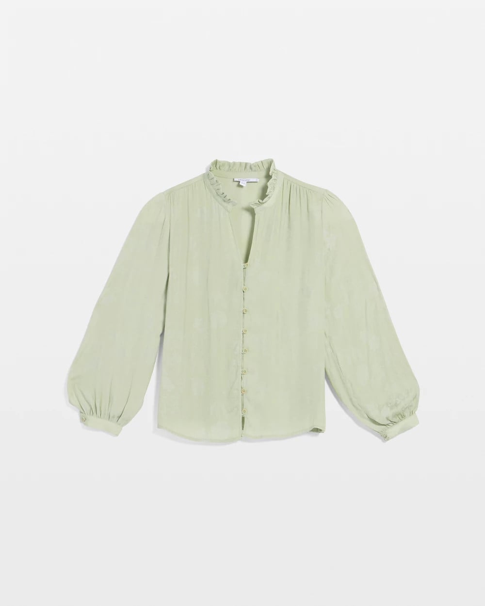 Chico's Jacquard Georgette Peasant Blouse Sage Meadow
