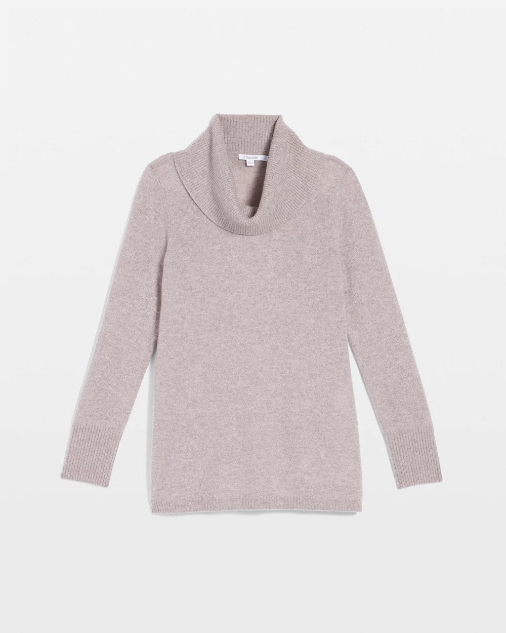 Chico's Cowlneck Cashmere Pullover Tunic Taupe Heather
