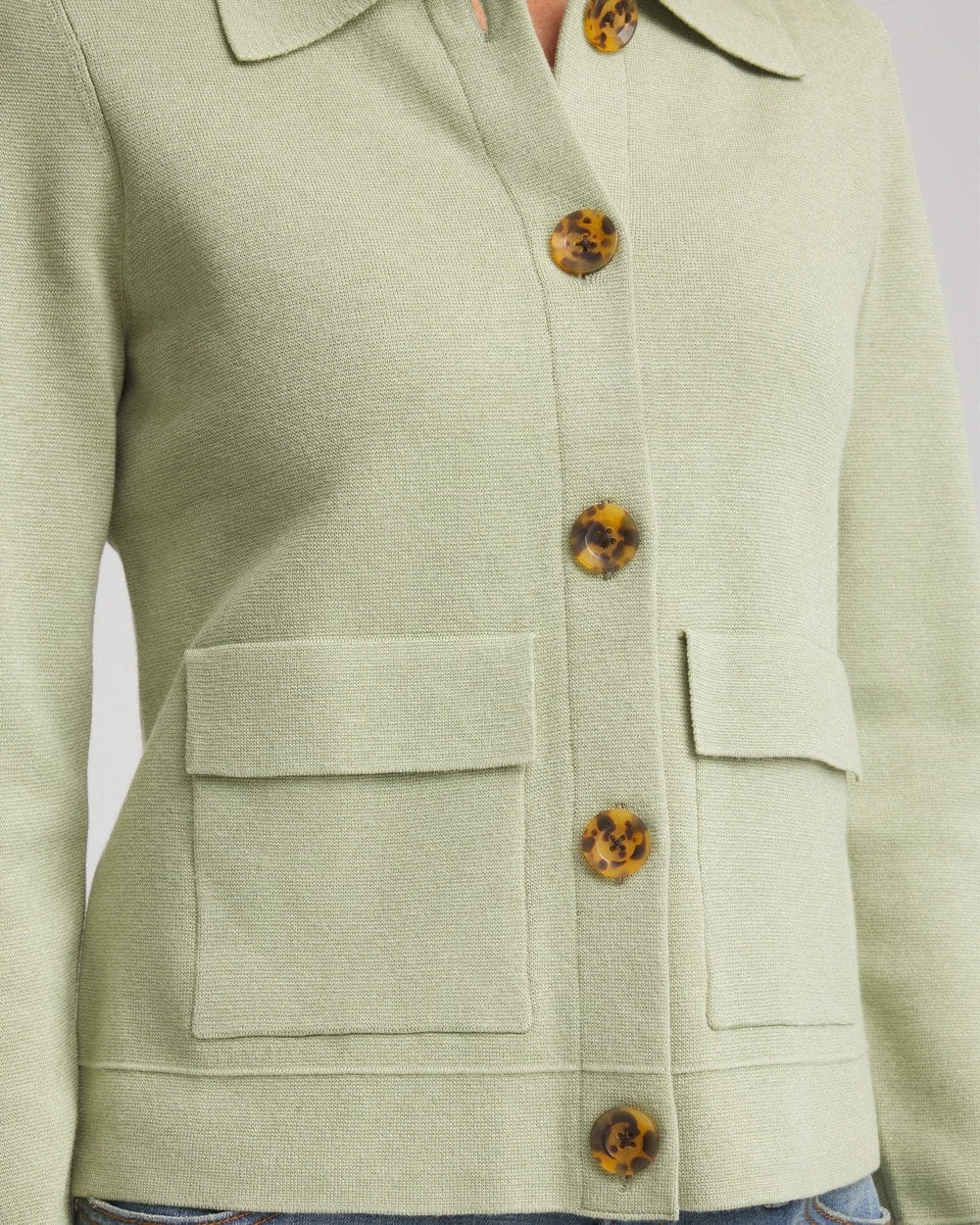 Chico's Button-Front Cardigan Jacket Sage Meadow